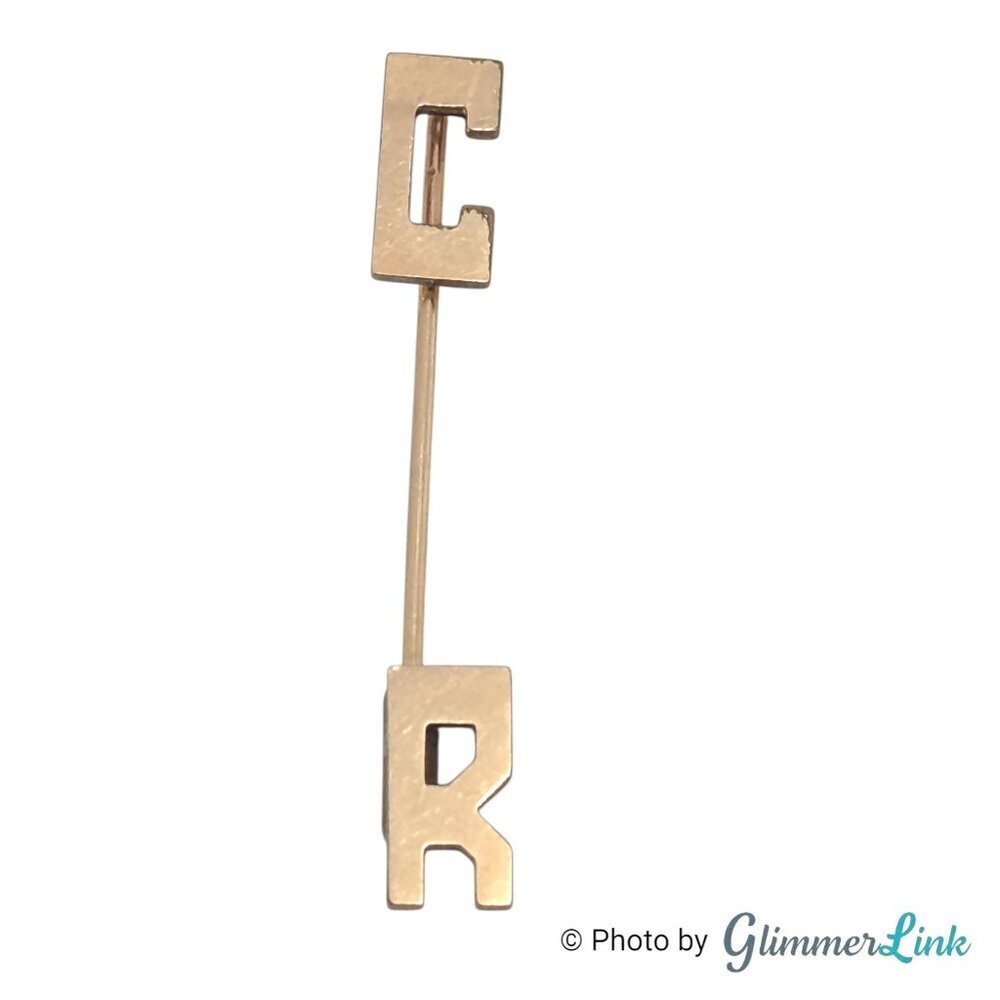 Vintage C R Monogram Stick Pin 12K Gold Filled Minimalist Initial Lapel Pin